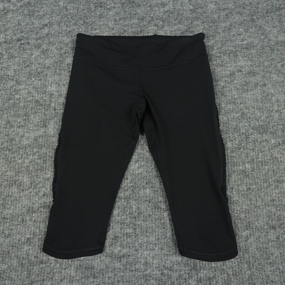 Lululemon Leggings Womens 8 Black Run Fast Free Crop Ruffle Running W6803S